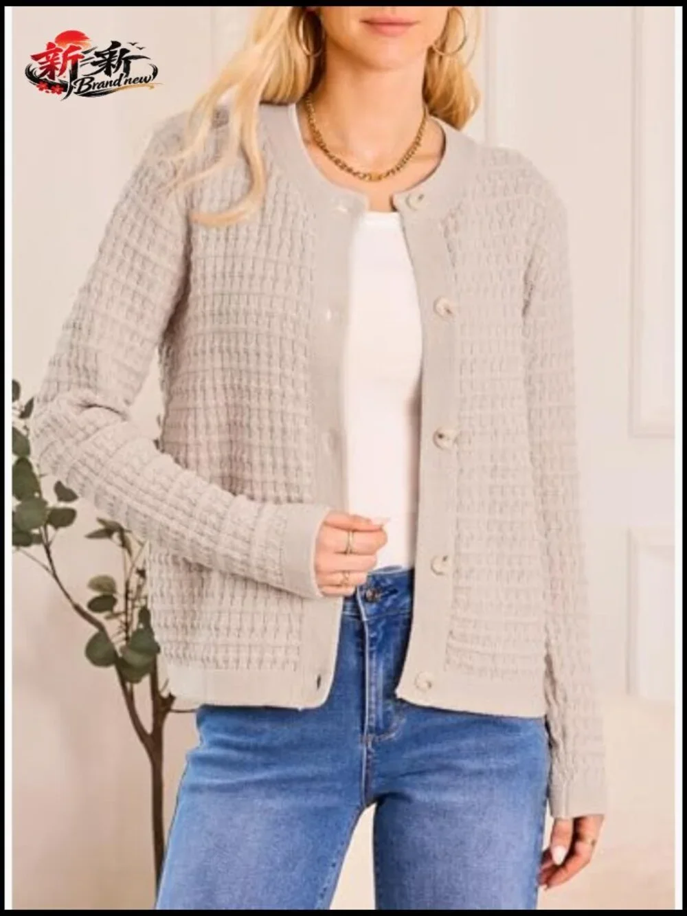 Long Sleeve Open Front Button Down Cardigan Jacket Women 2025 - Picture 2 of 7